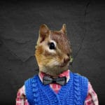 Chipmunk head on mans body.