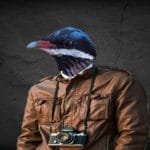 Quail head on man's body.