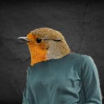 Bird head on woman's body.
