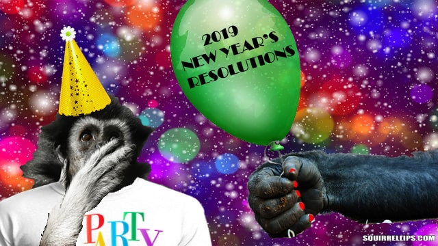 Gorilla and monkey celebrating on New Year's Eve.