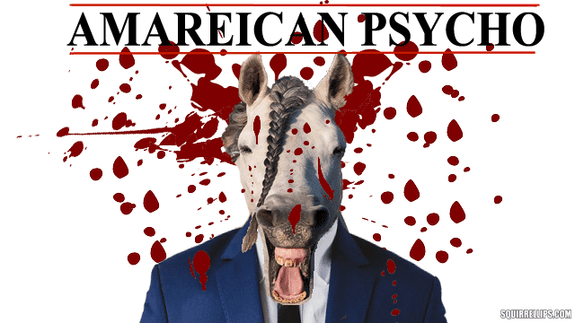 Parody of American Psycho movie starring a horse.