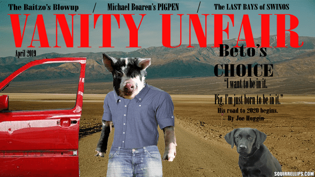 Vanity Fair parody called Vanity Unfair with a pig on cover.