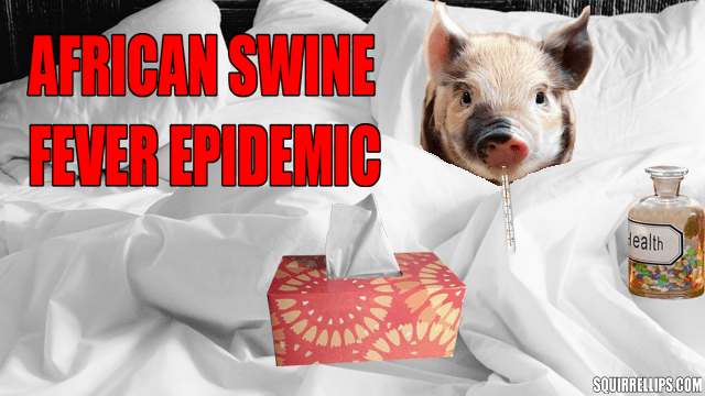 Pink pig lying on bed under white sheet in bedroom.