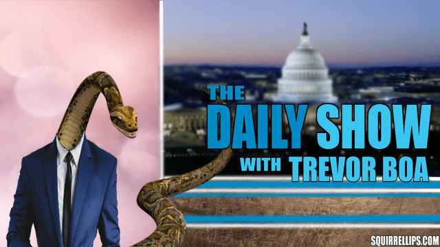 Parody of Trevor Noah on The Daily Show as a boa constrictor.